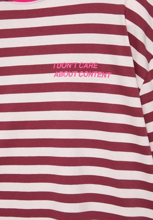 PULL&BEAR, OVERSIZE LONG-SLEEVE STRIPED WITH TEXT - T-SHIRT - T-shirt à manches longues - light pink