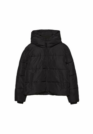 Stradivarius HOODED PUFFER - Winter jacket - black