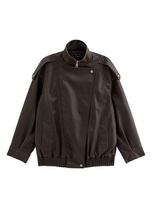 New Look, DARK  PLACKET DETAIL  OVERSIZED FUNNEL NECK JACKET - Chaqueta de entretiempo - dark brown