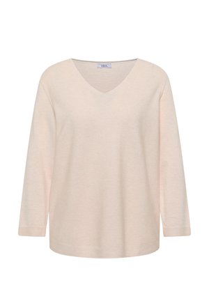 Cecil, 3/4-ARM PULLOVER MIT V-NECK UND STRUKTURFRONT - Pullover - oat milk beige melange