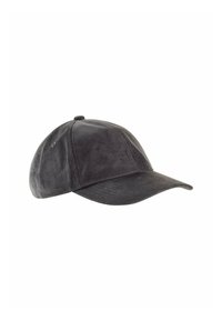 Schwarze Cord Baseballmütze mit runder Krone, gebogenem Schirm und gestickten Details. Verstellbarer Riemen auf der Rückseite für eine optimale Passform.