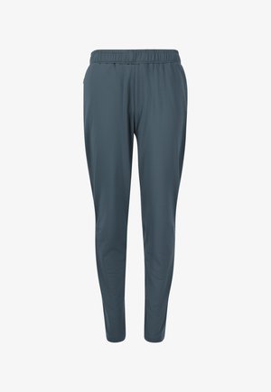 Lettere, tapered svedpants i mørkegrå stof. Har en elastisk talje og sidelommer for bekvemmelighed. Glat tekstur.