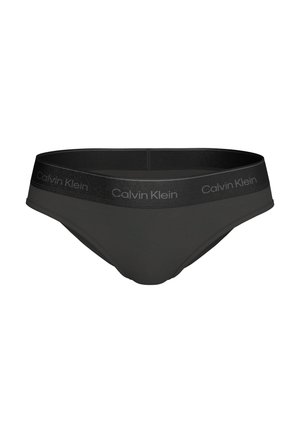 Zwarte Calvin Klein-slip met elastische tailleband met merkopdruk, lage taille en gladde stof.