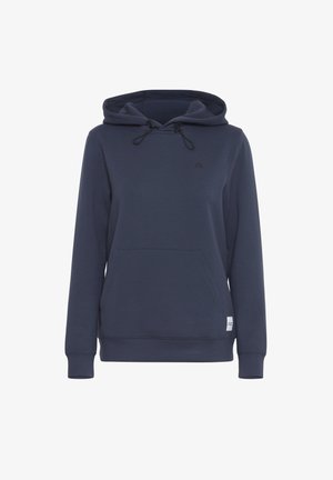 Tamsiai mėlyna sudėjimo striukė, pagaminta iš minkštos medžiagos, su reguliuojamu gobtuvu, priekinėmis kišenėmis ir gumuotomis rankovėmis. Minimalistinis dizainas su mažuoju logotipu.