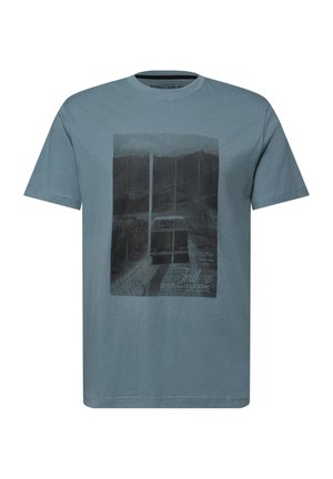 Street One MEN, T-SHIRT WITH ROUND NECK AND FOTOPRINT, turkusowy