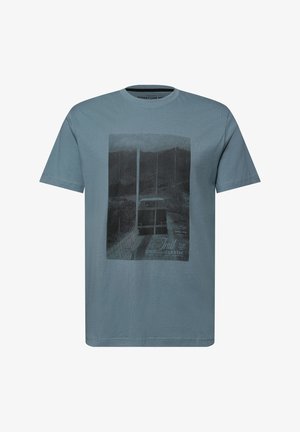 Street One MEN, T-SHIRT WITH ROUND NECK AND FOTOPRINT, turkusowy