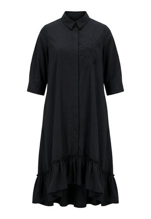 Ulla Popken, TONAL GINKGO EMBROIDERED FLOUNCE PANEL DRESS - Vestido camisero - black