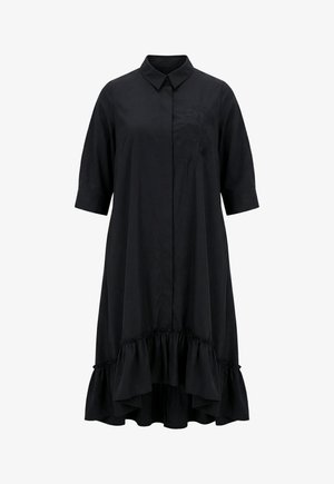 Ulla Popken, TONAL GINKGO EMBROIDERED FLOUNCE PANEL DRESS - Vestido camisero - black
