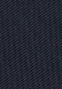 Tissu bleu marine avec un motif de tissage diagonal texturé. Le matériau semble durable et solide, adapté à l'ameublement ou aux vêtements.