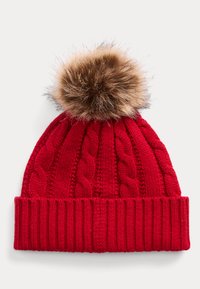 Lauren Ralph Lauren CREST-PATCH POM-POM CABLE-KNIT BEANIE - Berretto - martin red