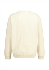 Sudadera color crema con un ajuste relajado, cuello redondo y puños y dobladillo acanalados. Tejido suave y diseño minimalista sin gráficos.