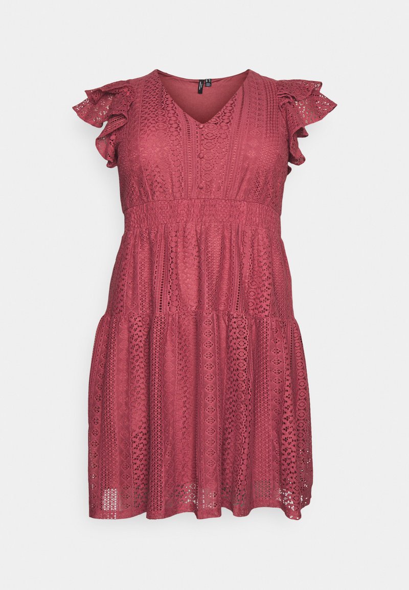 Vero Moda Curve - VMHONEY V NECK SHORT DRESS - Freizeitkleid - rose brown, Vergrößern