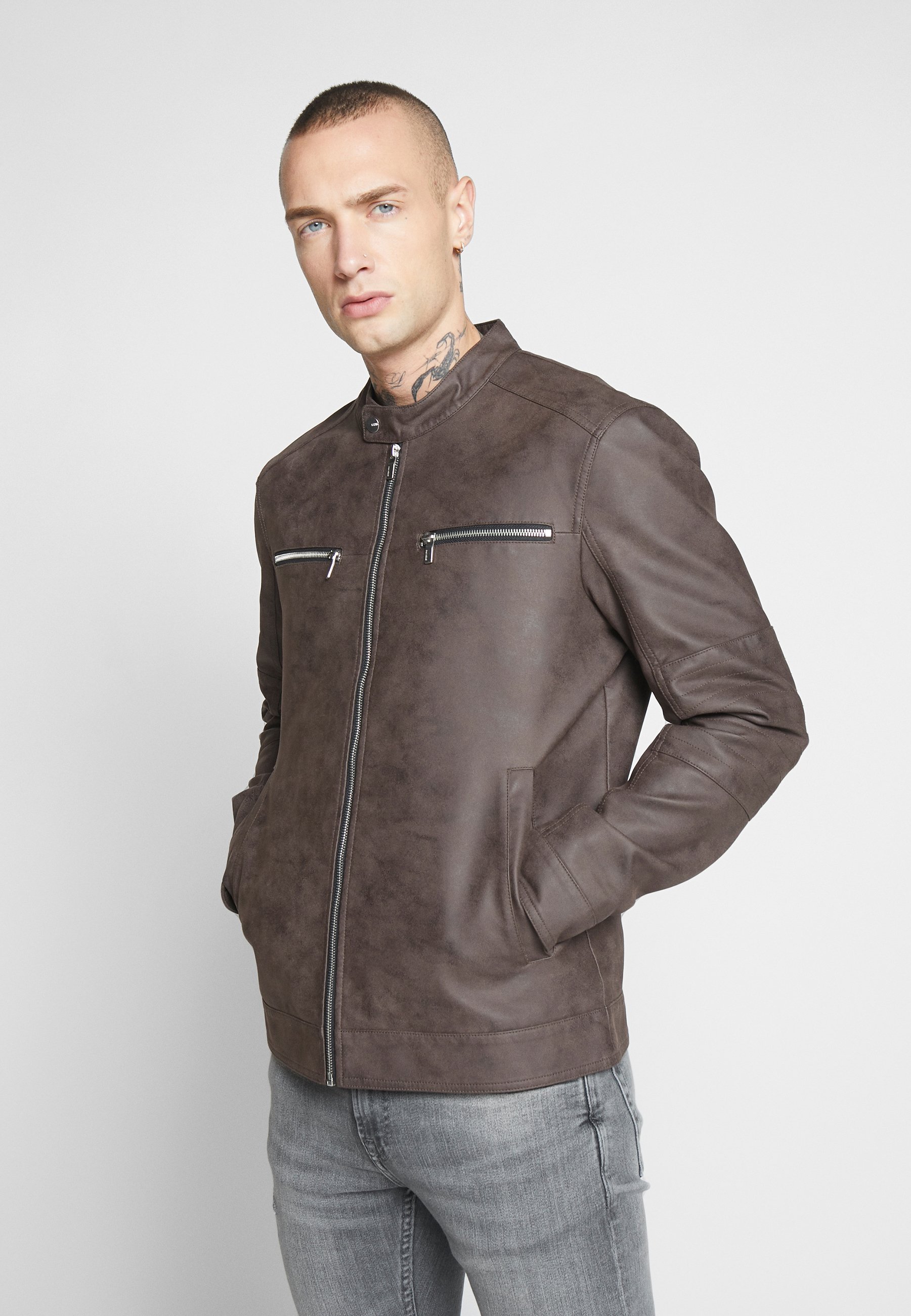 coffee colour leather jacket