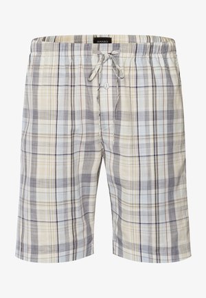 Rutrende shorts i lyseblå, gul og grå nuancer. Lavet af blødt stof, med elastisk talje og snøre lukning.