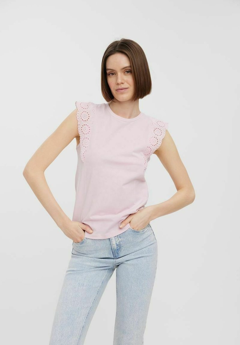 Vero Moda sheer long sleeve mesh top in black