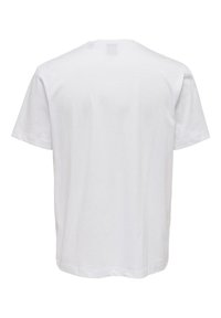 White cotton t-shirt with short sleeves, round neckline, and a plain back design. Smooth texture, no visible patterns or accents.