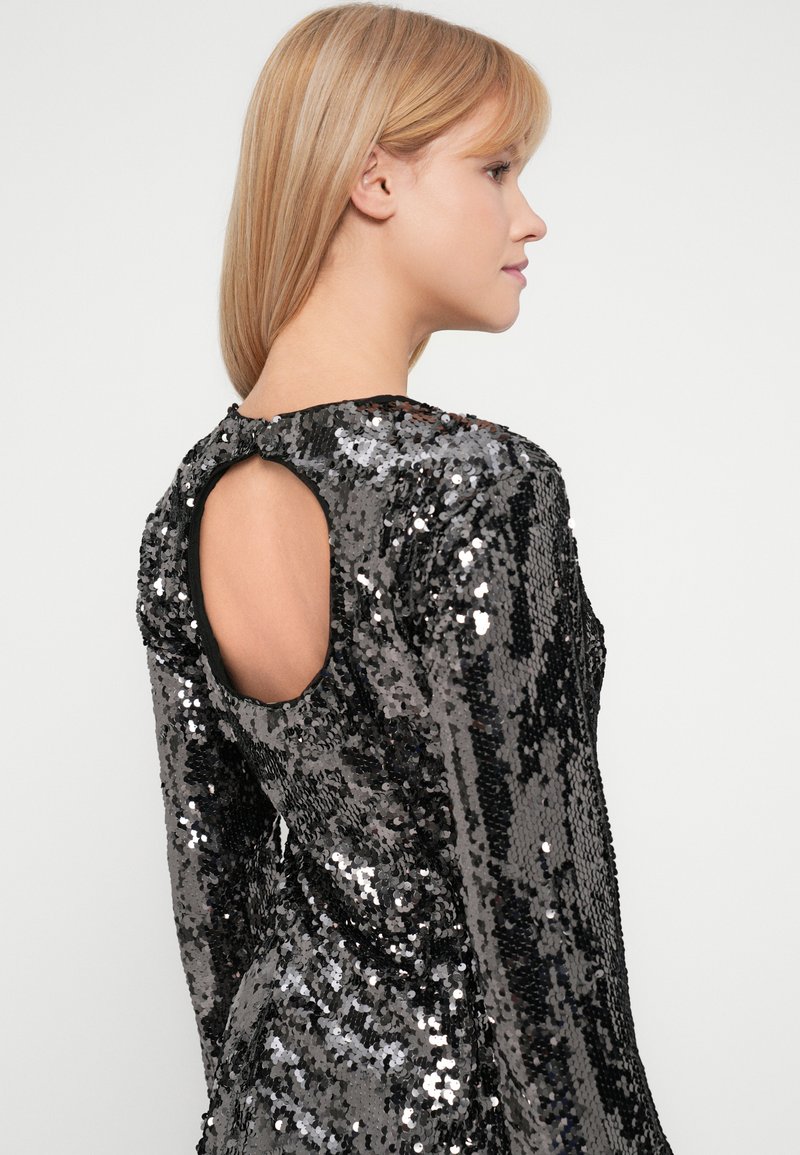 slim fit dress slacks Grey Sequin Bias V-Neck Strapless Panel Train Mermaid Prom Formal Dress main image 0
