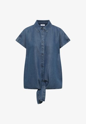 Cecil, DROPPED SHOULDER HEMDBLUSE IM DENIM-LOOK - Hemdbluse - mid blue wash