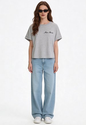 Mira Paris, ESSENTIAL OVERSIZED ROLL UP TEE 26 - T-Shirt print - mottled grey