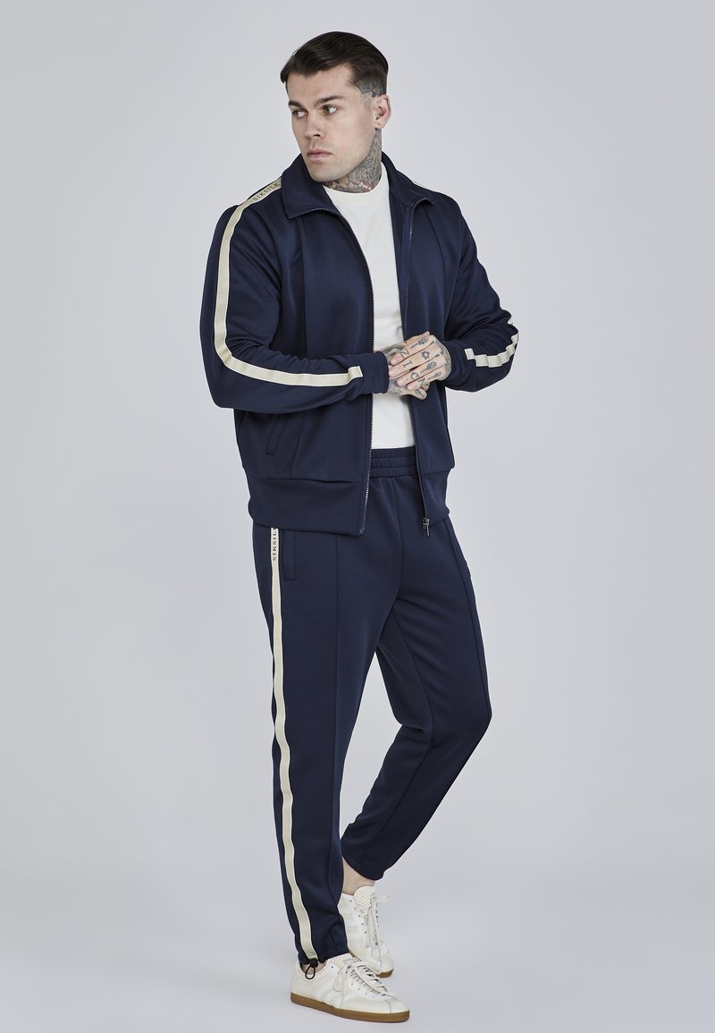 Felpa Con Cappuccio SikSilk Uomo Blu Navy Zip Intera - Taglia M