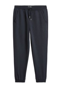 Navyblaue Jogginghosen aus weichem Stoff, mit elastischem Bund, Kordelzug, seitlichen Taschen und gesmokten Bündchen für eine schlanke Passform.