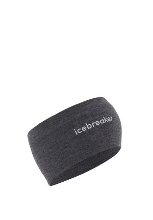 Gray fabric headband featuring the brand name "icebreaker" in white, smooth texture, and a simple, unembellished design.