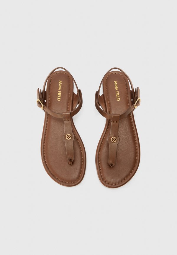 LEATHER - T-bar sandals - cognac4