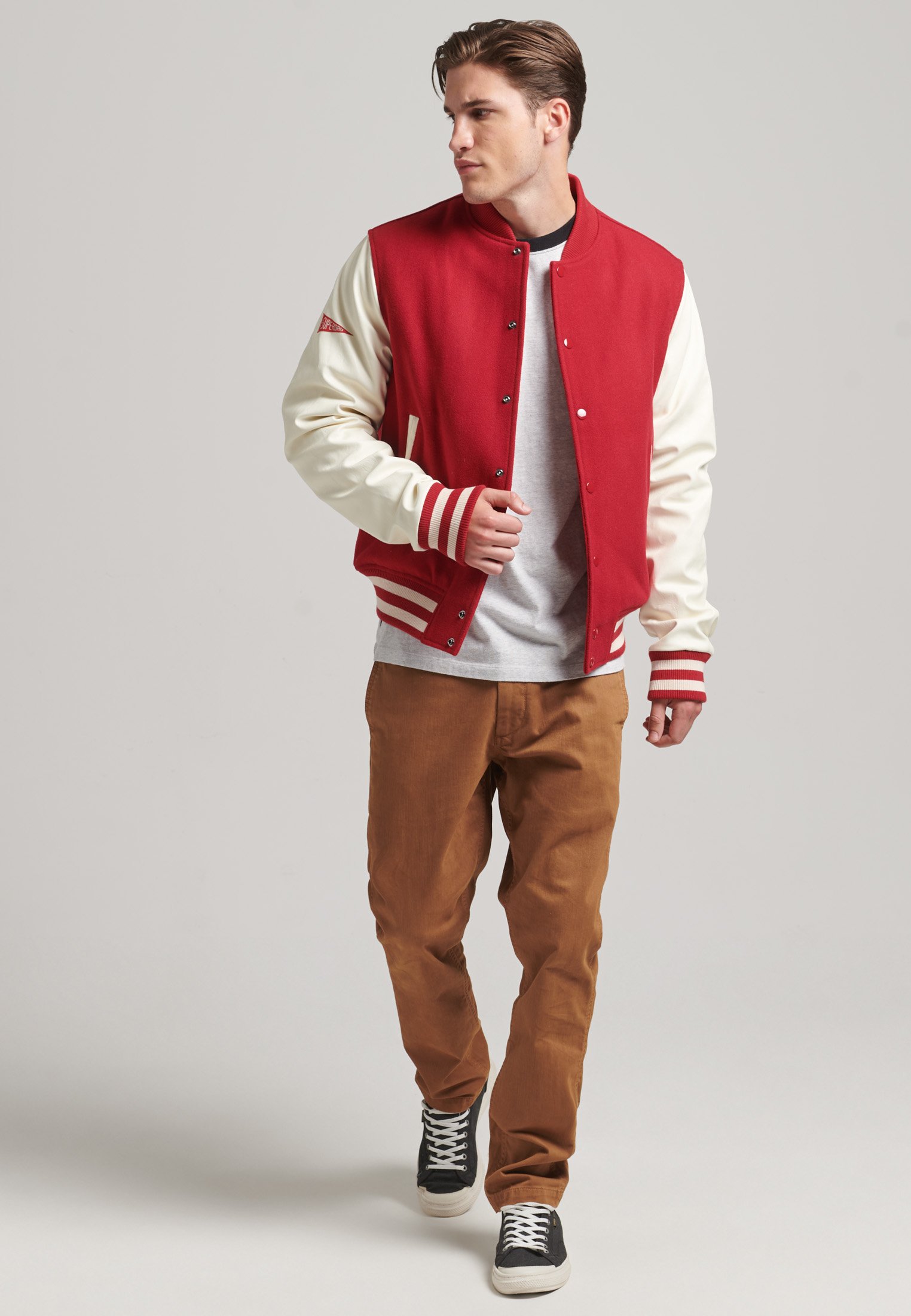 Superdry College Varsity Bomber Jacket, Red
