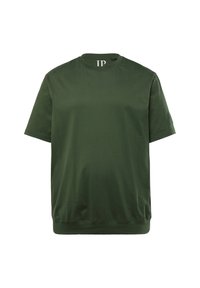Grøn crew neck t-shirt lavet af blødt stof, med korte ærmer og en afslappet pasform. Minimalistisk design uden synlige mønstre eller logoer.