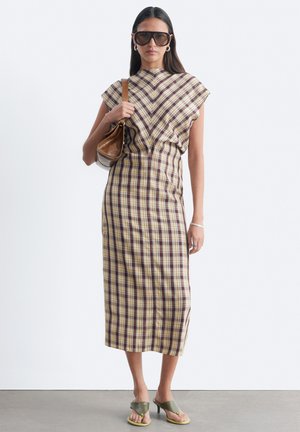 & OTHER STORIES, & OTHER STORIES CAP SLEEVE MIDI DRESS - Robe de jour - dark red yellow