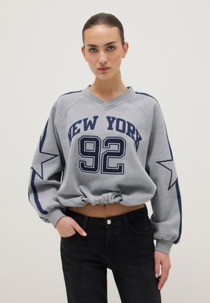 WITH V-NECK - Sweater - grey marl