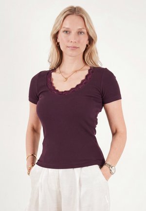 Lela & Buratti, LELA & BURATTI BLOUSE FITTED FIT - T-shirt basique - dark purple