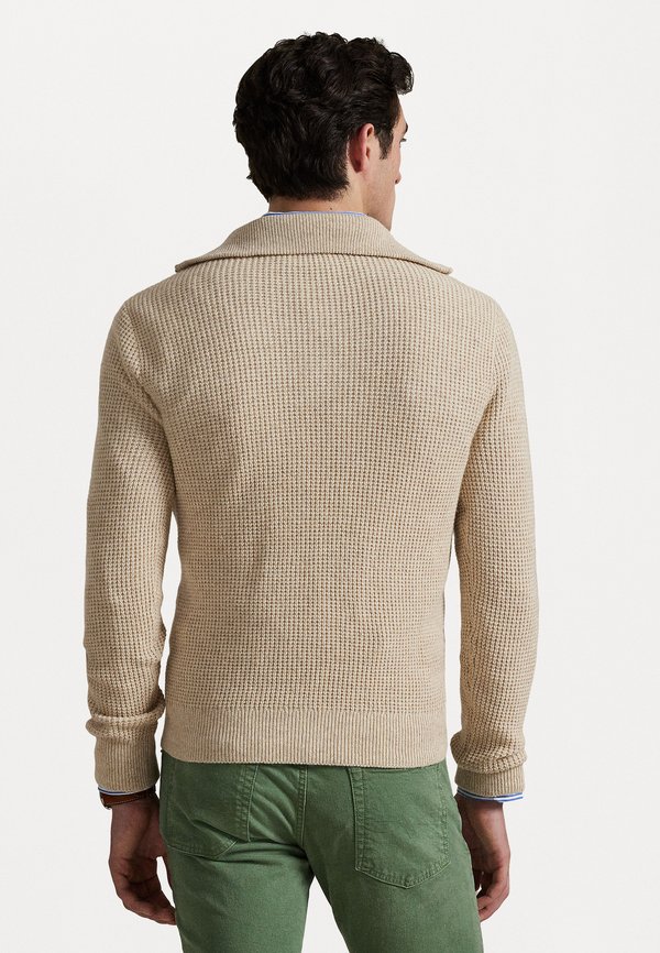 WAFFLE WOOL COTTON QUARTER ZIP JUMPER - Jumper - natural cream heather2