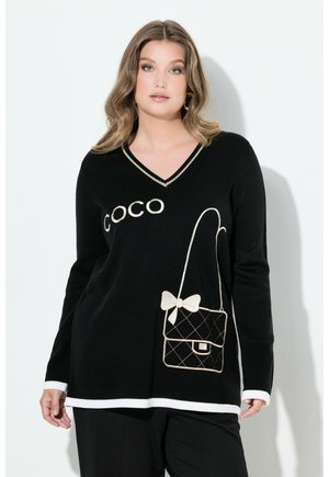 PULLOVER KOMFORT FIT COCO- UND TASCHEN-STICKEREI - Jersey de punto - black