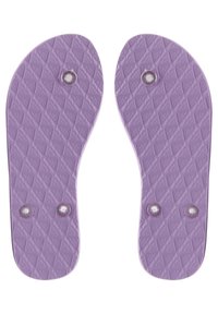 Liukkaan violetti kumipohja, jossa on timanttimainen kuvio ja kolme pyöreää naulaa pidon ja tartunnan parantamiseksi. Sujuvat reunat kauttaaltaan.