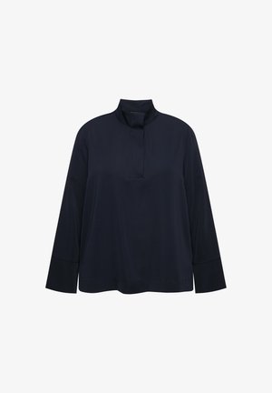 Námořnická košile s dlouhým rukávem a vysokým límcem, se skrytým zapínáním a rovným vedením, vyrobená z měkké, hladké tkaniny.