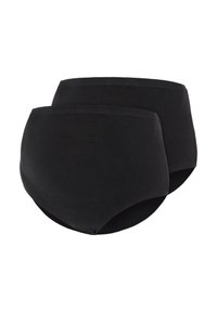 Schwarzes Baumwolle-Set mit hoch geschnittenen Unterhosen, featuring eine glatte Textur, vollem Deckungsdesign und elastischem Bund. Enthält zwei Paare.