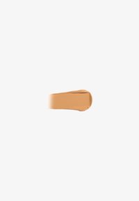 Fluid foundation swatch in a light beige shade with a smooth, creamy texture, blending into a white background, showcasing even consistency.