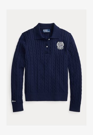 Polo Ralph Lauren, WIMBLEDON COTTON POLO-COLLAR SWEATER - Striktrøje - refined navy