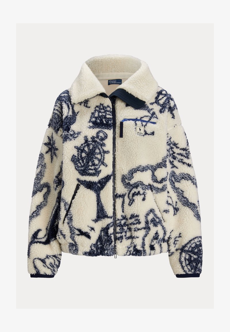 Polo Ralph Lauren HIGH-PILE GRAPHIC FLEECE ZIP MOCKNECK - Flisinė striukė - cream