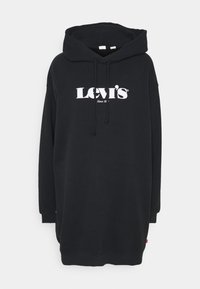 Sweat à capuche noir surdimensionné en coton, doté d'une poche kangourou à l'avant, d'une capuche réglable avec cordon de serrage et du logo blanc Levi's sur la poitrine.