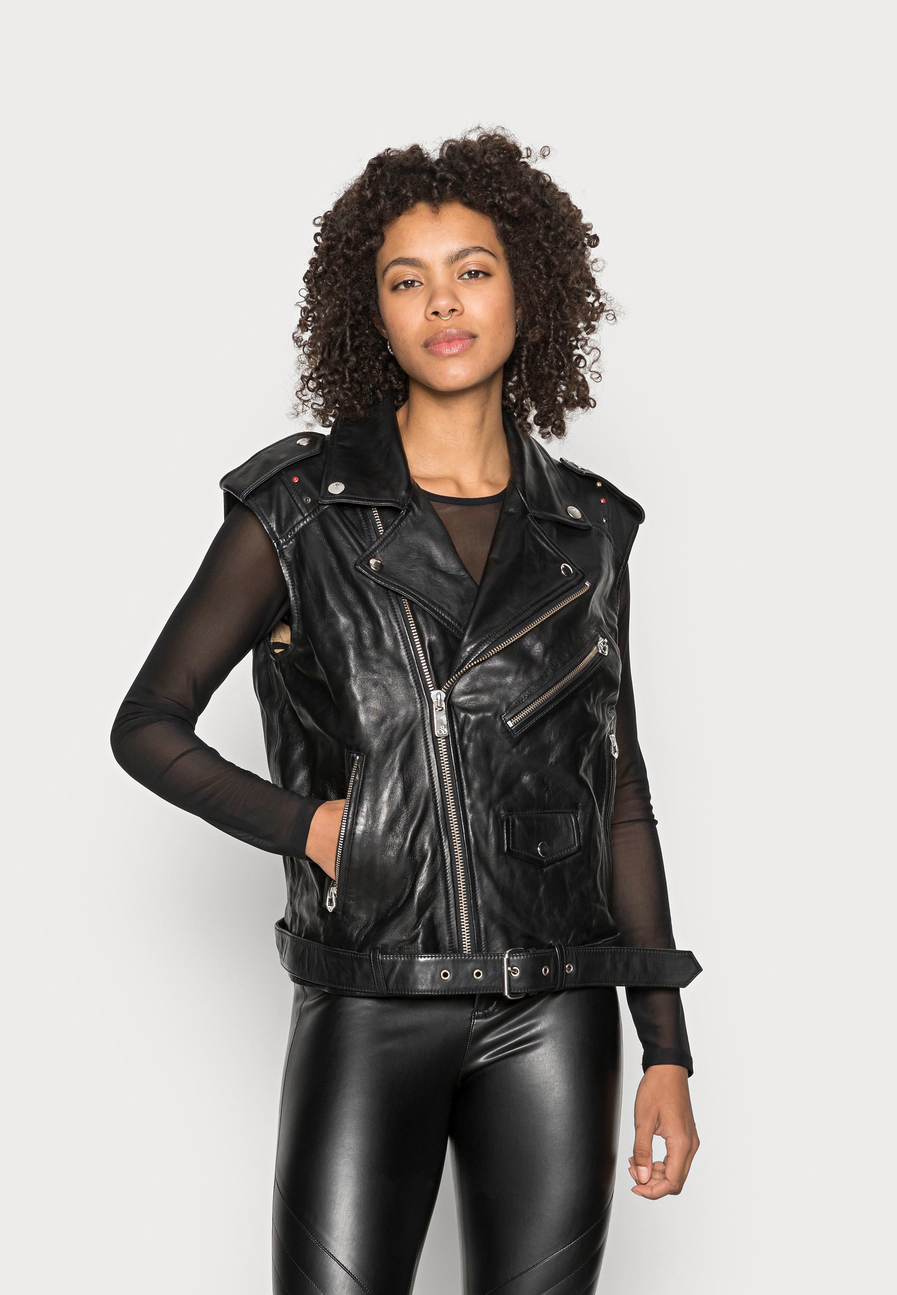 Scotch \u0026 Soda BIKER GILET WITH STUDS - Bodywarmer - black/zwart - Zalando.nl