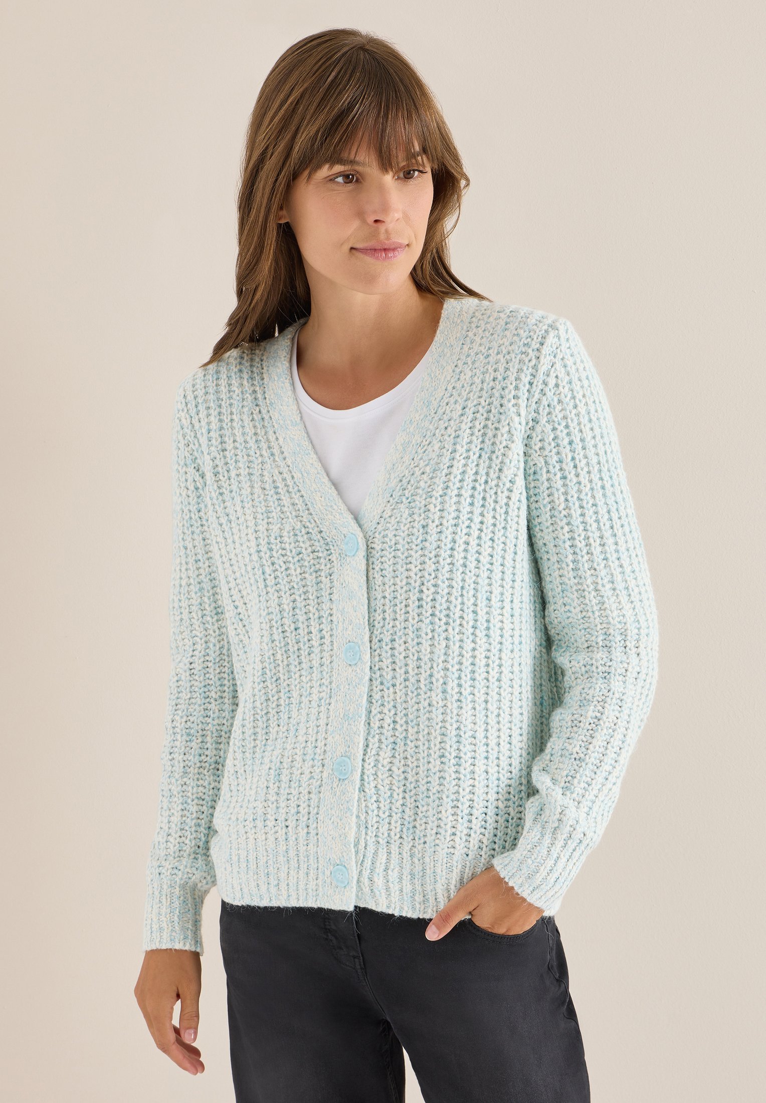 Cardigan Strickjacke Cecil Blau CECIL Langer Cardigan Deep Petrol