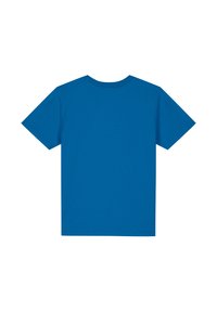 Blauw t-shirt met korte mouwen en een ronde hals. Gemaakt van zachte stof, met een effen kleur zonder patronen of versieringen.