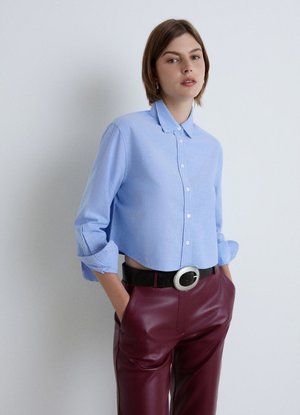 Calliope, CAMICIA TINTA UNITA - Button-down blouse - celeste