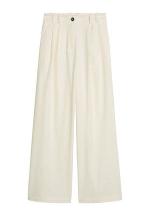 Marc O'Polo, PANTS, WIDE LEG, PLEATED, ZIP-FLY, PATCH POCKET AT BACK, BELT LOOP DETAIL - Pantalon classique - white cotton