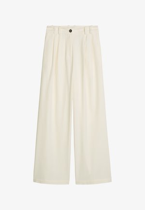 Marc O'Polo, PANTS, WIDE LEG, PLEATED, ZIP-FLY, PATCH POCKET AT BACK, BELT LOOP DETAIL - Pantalon classique - white cotton