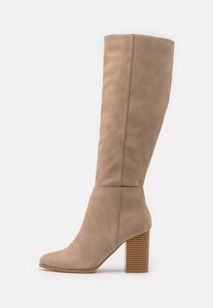 Kozačky na vysokém podpatku - beige