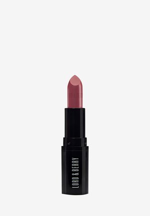 Dark rose-colored lipstick in a black tube with Lord & Berry branding on a plain light background.