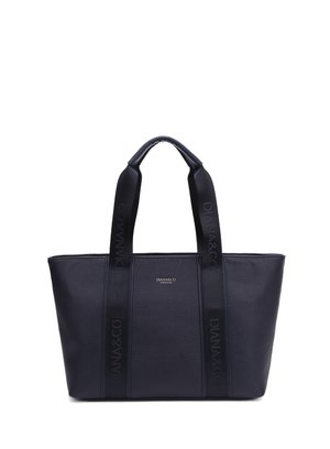 Sac fourre-tout en cuir noir avec double poignée, finition texturée et logos "DIANA&CO" sur les anses et au centre avant.